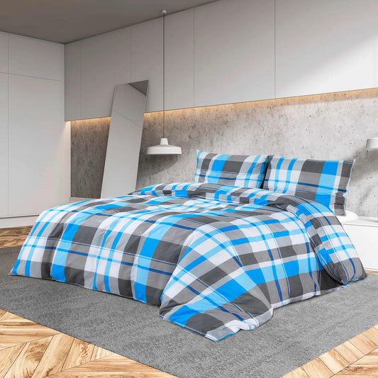 Set Copripiumino Blu e Grigio 200x220 cm in Cotone