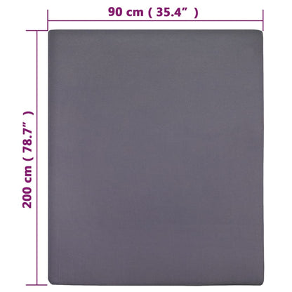 Lenzuola con Angoli Jersey 2 pz Antracite 90x200 cm Cotone - homemem39