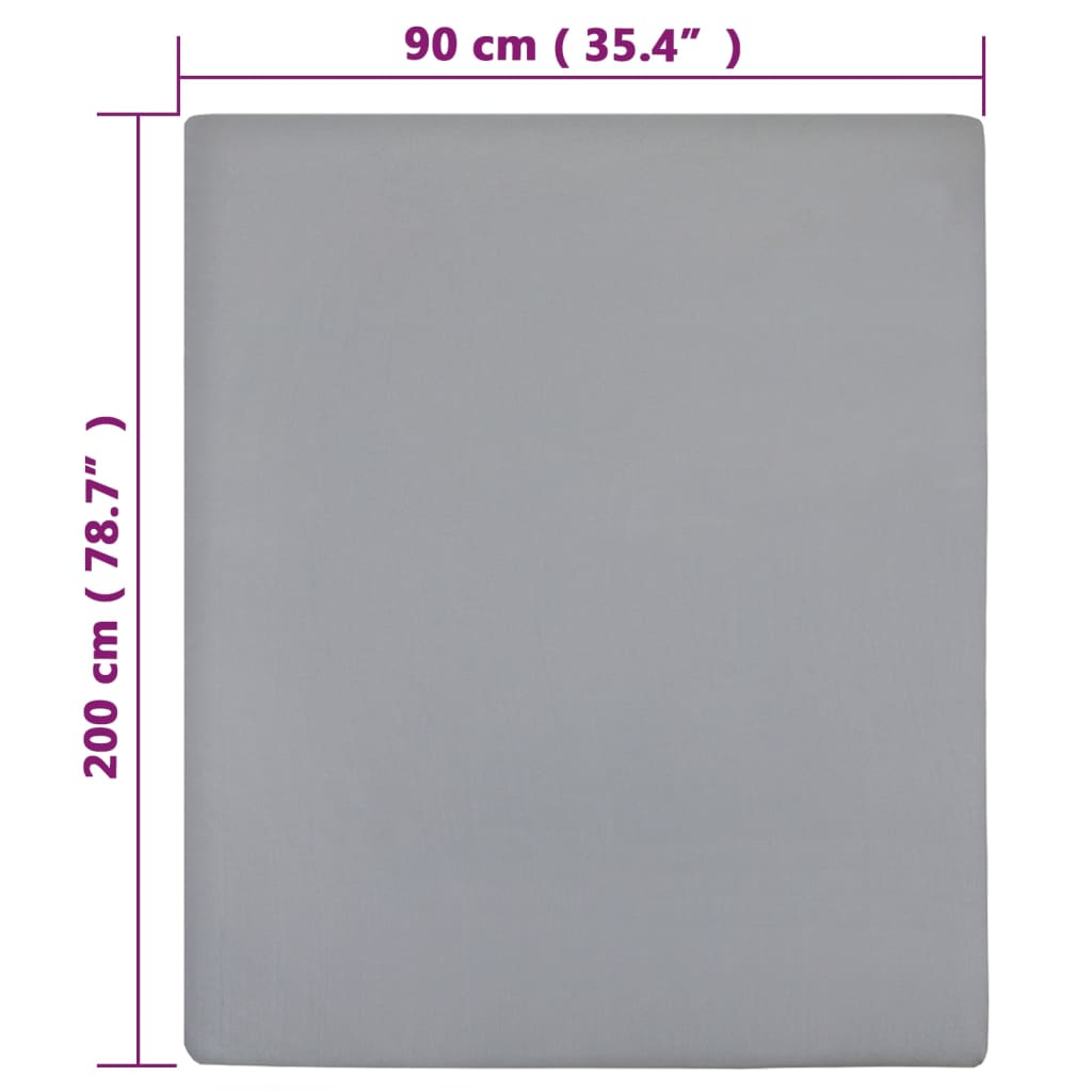 Lenzuola con Angoli Jersey 2pz Grigio 90x200 cm Cotone - homemem39