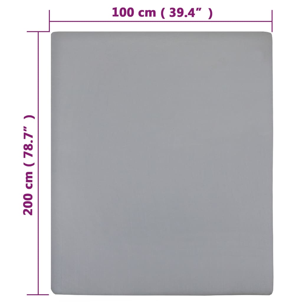 Lenzuola con Angoli Jersey 2pz Grigio 100x200 cm Cotone - homemem39