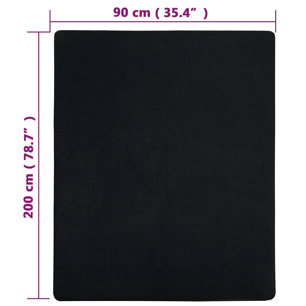 Lenzuola con Angoli Jersey 2pz Nero 90x200 cm Cotone - homemem39