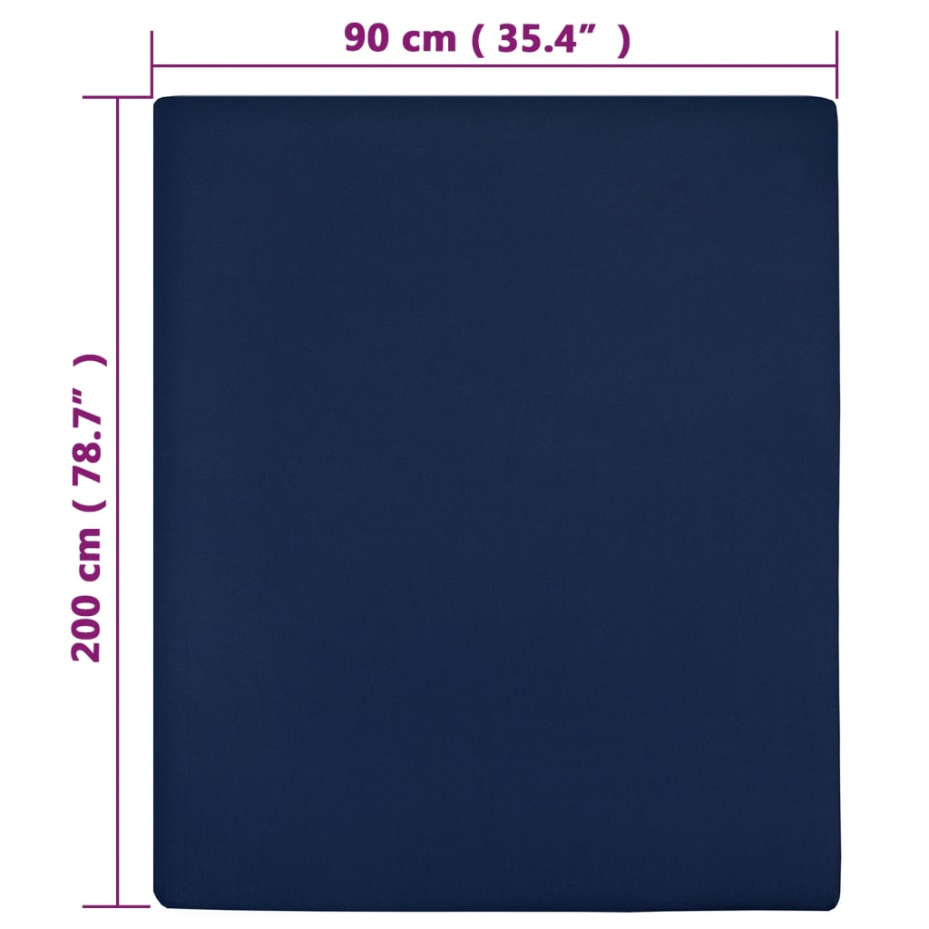 Lenzuola con Angoli Jersey 2pz Blu Marino 90x200 cm Cotone - homemem39