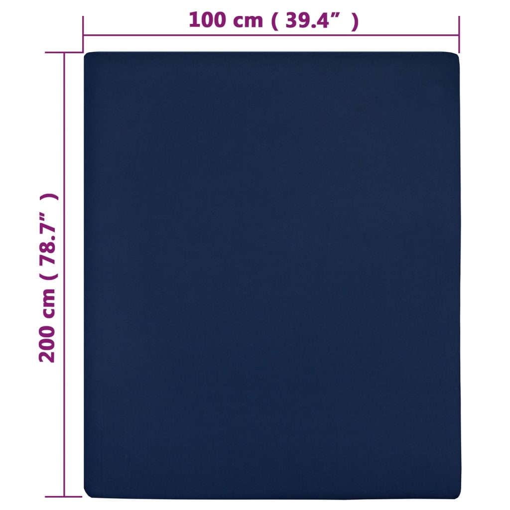 Lenzuola con Angoli Jersey 2pz Blu Marino 100x200 cm Cotone - homemem39