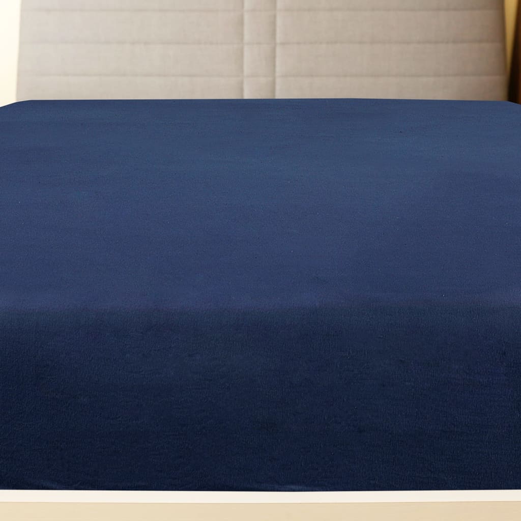 Lenzuola con Angoli Jersey 2pz Blu Marino 140x200 cm Cotone - homemem39