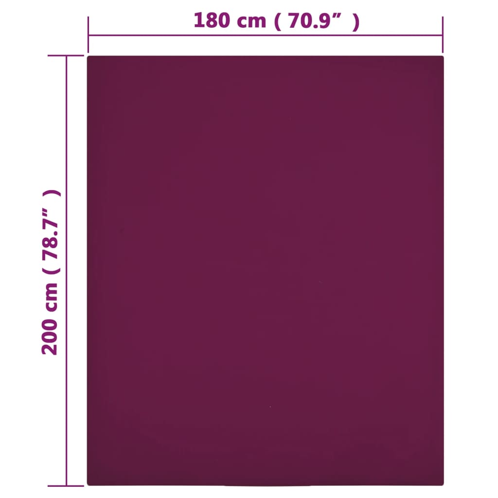 Lenzuola con Angoli Jersey 2pz Bordò 180x200 cm Cotone - homemem39