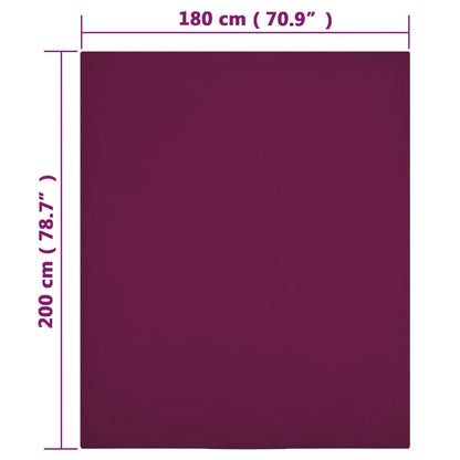 Lenzuola con Angoli Jersey 2pz Bordò 180x200 cm Cotone - homemem39