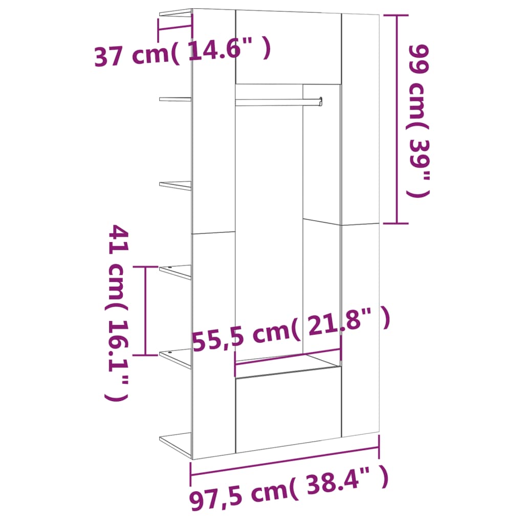 Mobili da Corridoio 2 pz Grigio Cemento in Legno Multistrato | homemem39