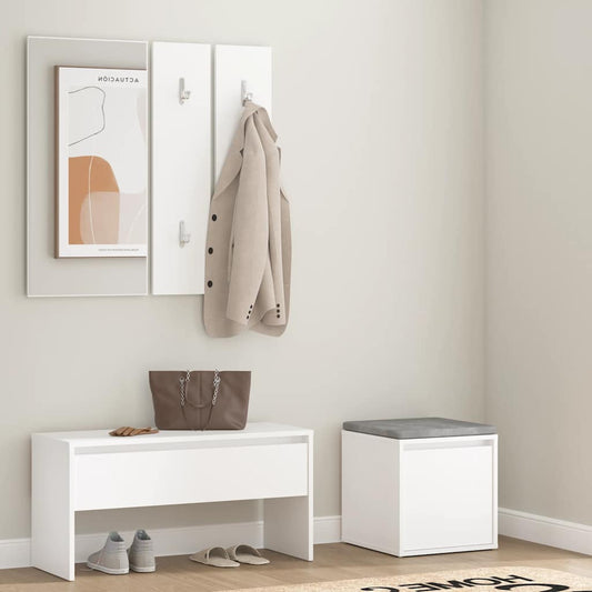 Set di Mobili da Corridoio Bianco in Legno Multistrato | homemem39