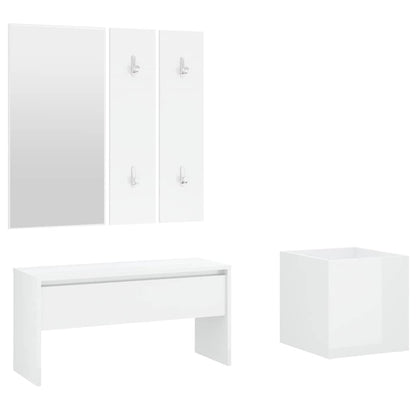 Set di Mobili da Corridoio Bianco Lucido in Legno Multistrato