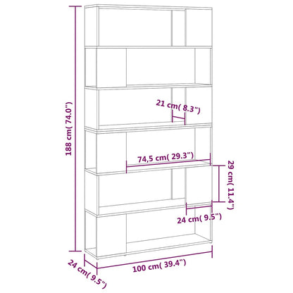 Libreria/Divisorio Stanza Rovere Sonoma 100x24x188 cm | homemem39