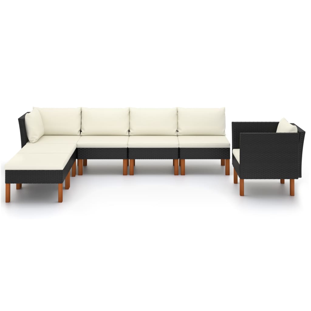 Set Divani da Giardino 7pz Polyrattan Legno di Eucalipto Nero - homemem39