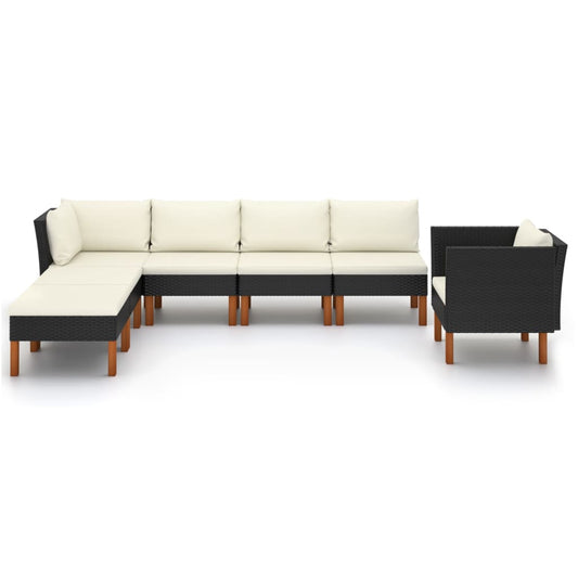 Set Divani da Giardino 7pz Polyrattan Legno di Eucalipto Nero - homemem39