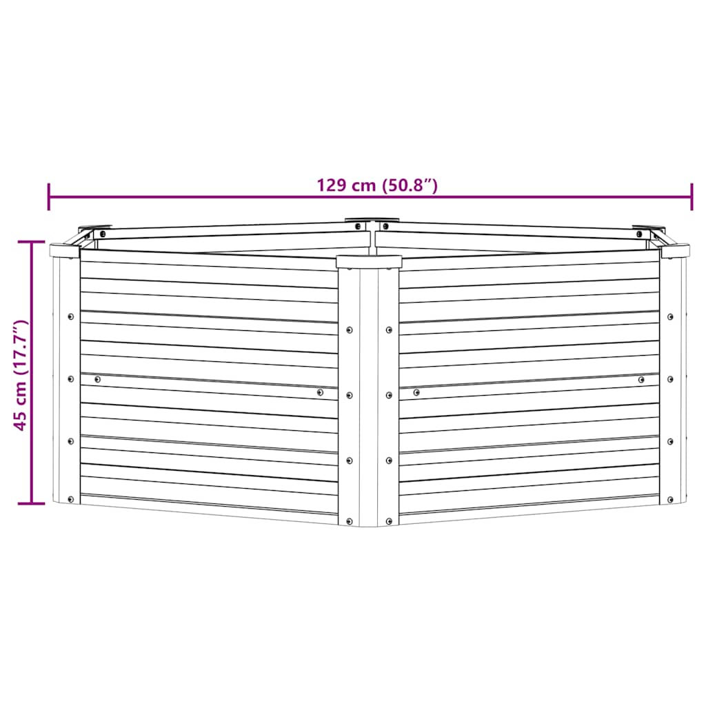 Letto Rialzato da Giardino 129x45 cm in Acciaio Zincato Argento - homemem39