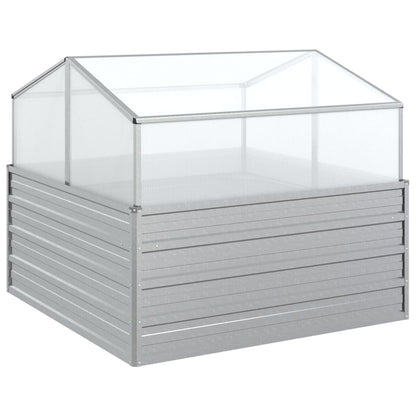 Letto Rialzato da Giardino con Serra 100x100x85 cm Argento - homemem39