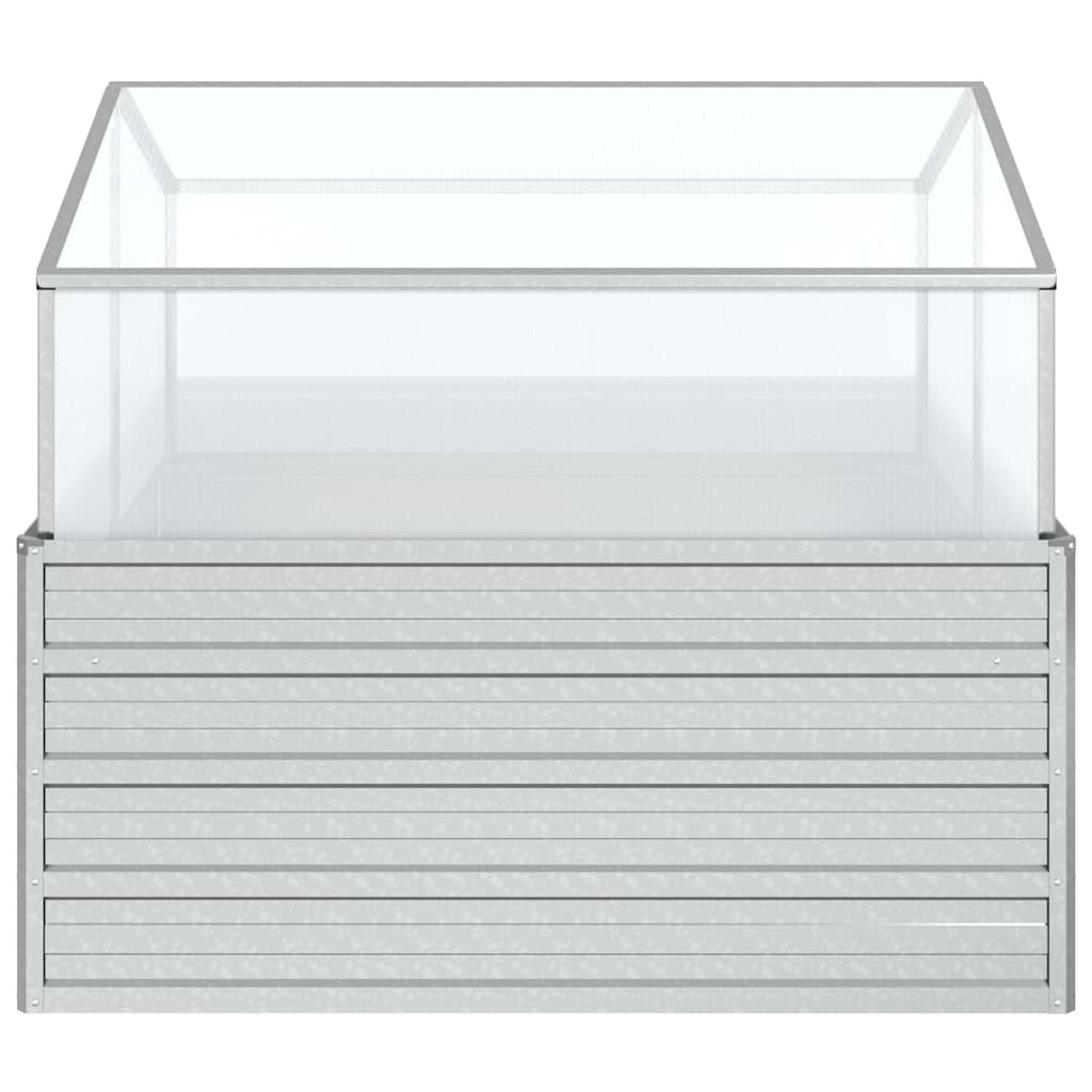 Letto Rialzato da Giardino con Serra 100x100x85 cm Argento