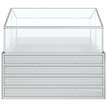 Letto Rialzato da Giardino con Serra 100x100x85 cm Argento