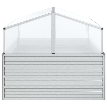 Letto Rialzato da Giardino con Serra 100x100x85 cm Argento - homemem39