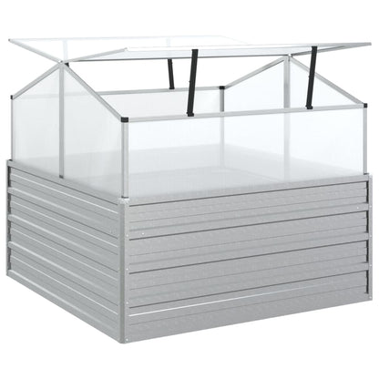 Letto Rialzato da Giardino con Serra 100x100x85 cm Argento - homemem39
