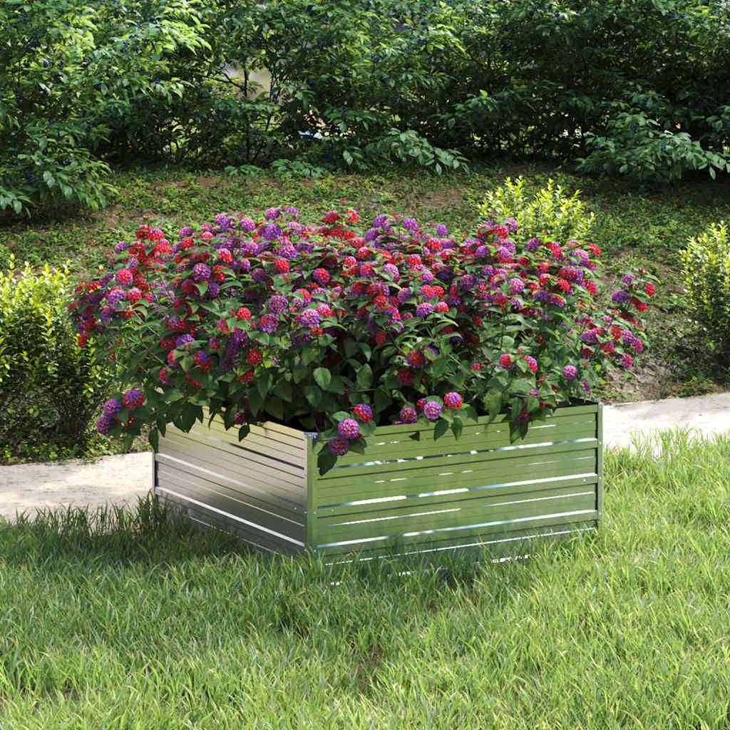 Letto Rialzato Giardino 100x100x45cm in Acciaio Zincato Argento | homemem39