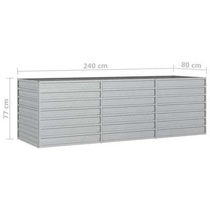 Letto Rialzato Giardino 240x80x77 cm in Acciaio Zincato Argento - homemem39