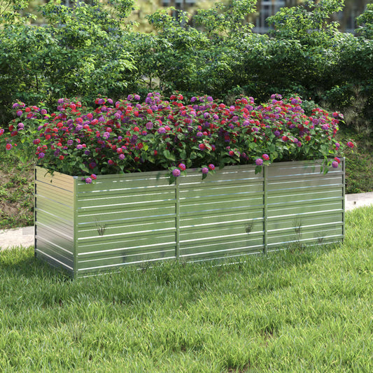 Letto Rialzato Giardino 240x80x77 cm in Acciaio Zincato Argento - homemem39