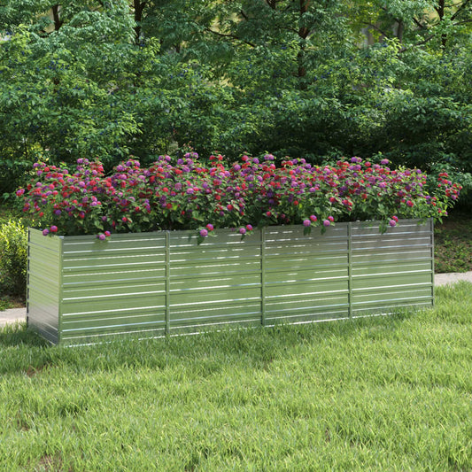 Letto Rialzato Giardino 320x80x77 cm in Acciaio Zincato Argento - homemem39