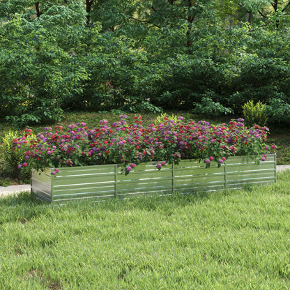 Letto Rialzato Giardino 320x80x45 cm in Acciaio Zincato Argento - homemem39
