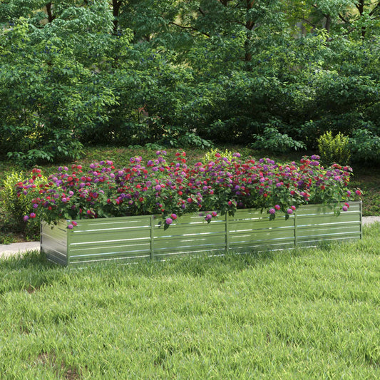 Letto Rialzato Giardino 320x80x45 cm in Acciaio Zincato Argento - homemem39