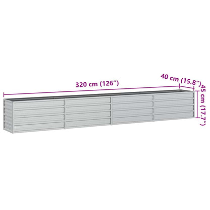 Letto Rialzato Giardino 320x40x45 cm in Acciaio Zincato Argento | homemem39