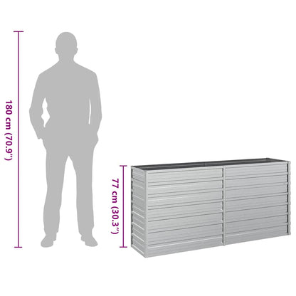 Letto Rialzato Giardino 160x40x77 cm in Acciaio Zincato Argento - homemem39