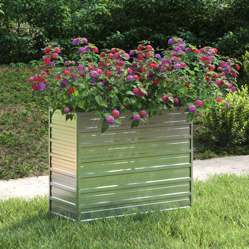 Letto Rialzato Giardino 100x40x77 cm in Acciaio Zincato Argento | homemem39