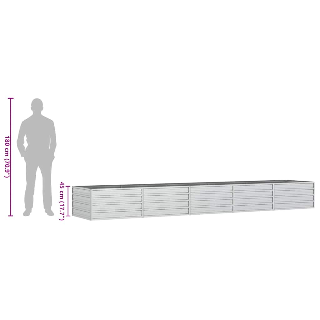 Letto Rialzato Giardino 400x80x45 cm in Acciaio Zincato Argento - homemem39