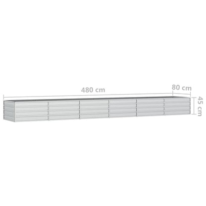 Letto Rialzato Giardino 480x80x45 cm in Acciaio Zincato Argento - homemem39