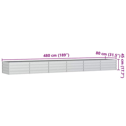 Letto Rialzato Giardino 480x80x77 cm in Acciaio Zincato Argento | homemem39