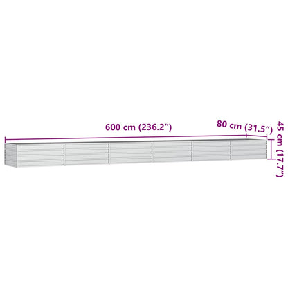 Letto Rialzato Giardino 600x80x45 cm in Acciaio Zincato Argento | homemem39