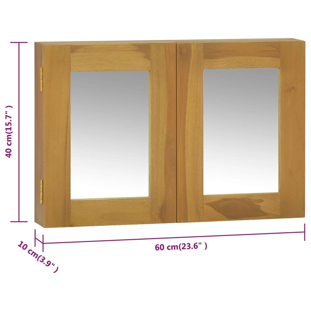 Mobile a Specchio 60x10x40 cm in Legno Massello di Teak - homemem39