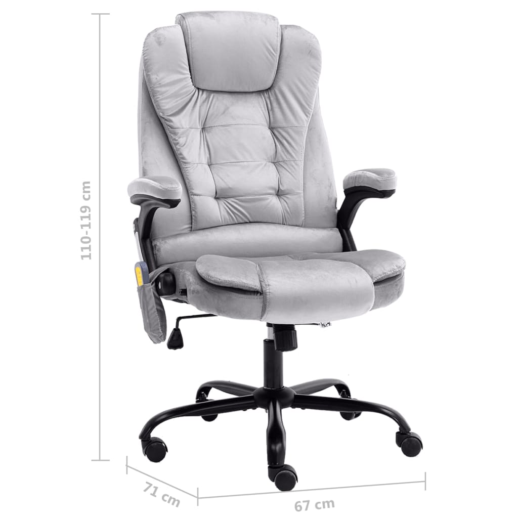 Sedia da Ufficio Massaggiante Grigio Chiaro in Velluto