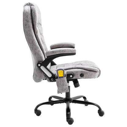 Sedia da Ufficio Massaggiante Grigio Chiaro in Scamosciato - homemem39