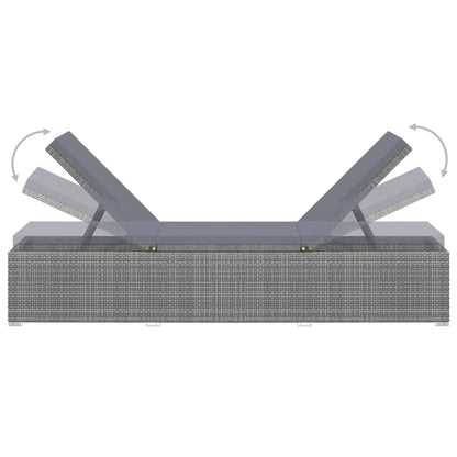 Lettino Prendisole con Cuscino Grigio Scuro Polyrattan Grigio