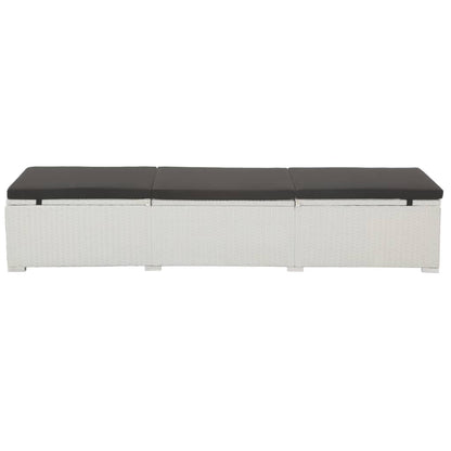 Lettino Prendisole con Cuscino Nero in Polyrattan Bianco - homemem39