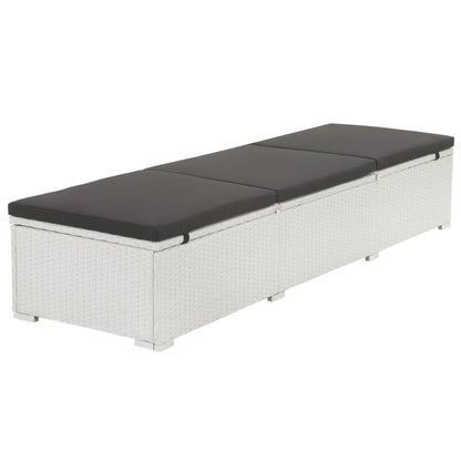 Lettino Prendisole con Cuscino Nero in Polyrattan Bianco - homemem39