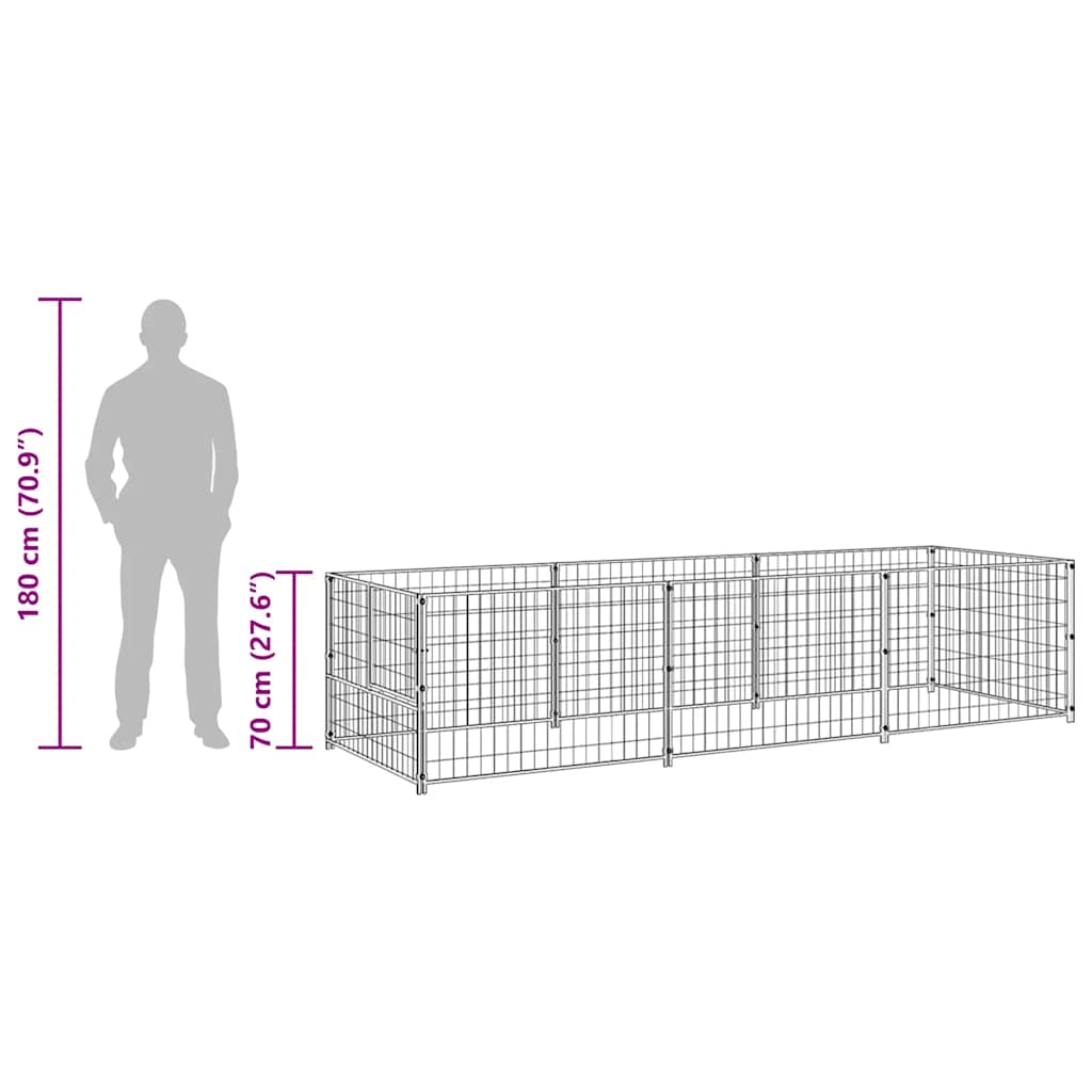 Gabbia per Cani Nera 3 m² in Acciaio | homemem39
