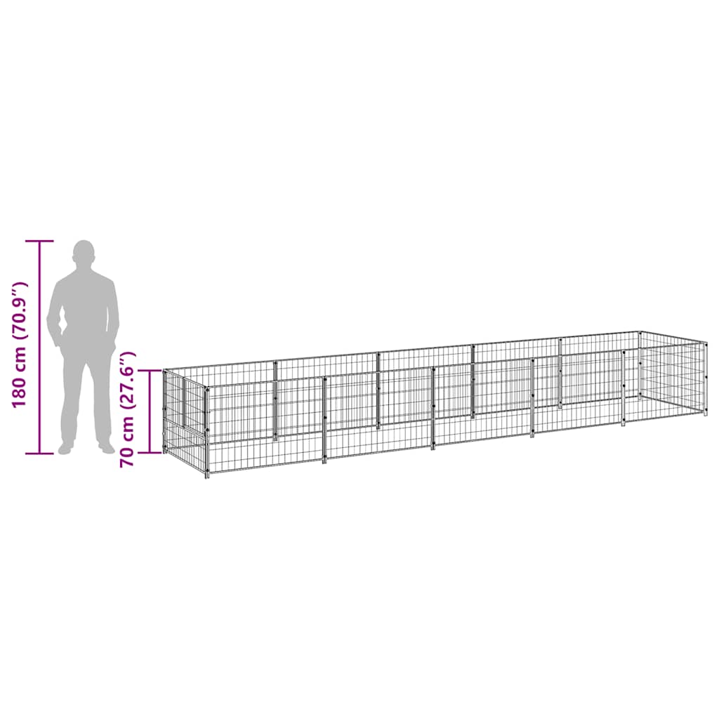 Gabbia per Cani Nera 5 m² in Acciaio | homemem39