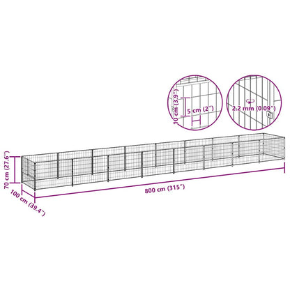 Gabbia per Cani Nera 8 m² in Acciaio | homemem39