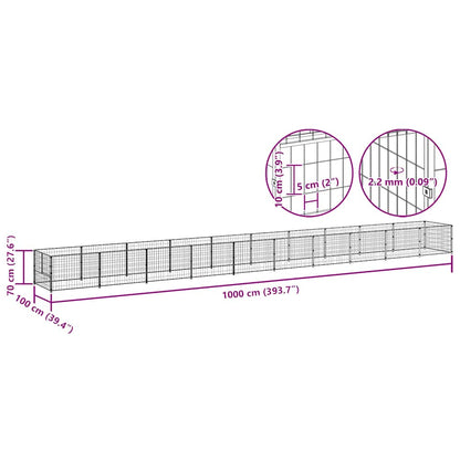 Gabbia per Cani Nera 10 m² in Acciaio | homemem39