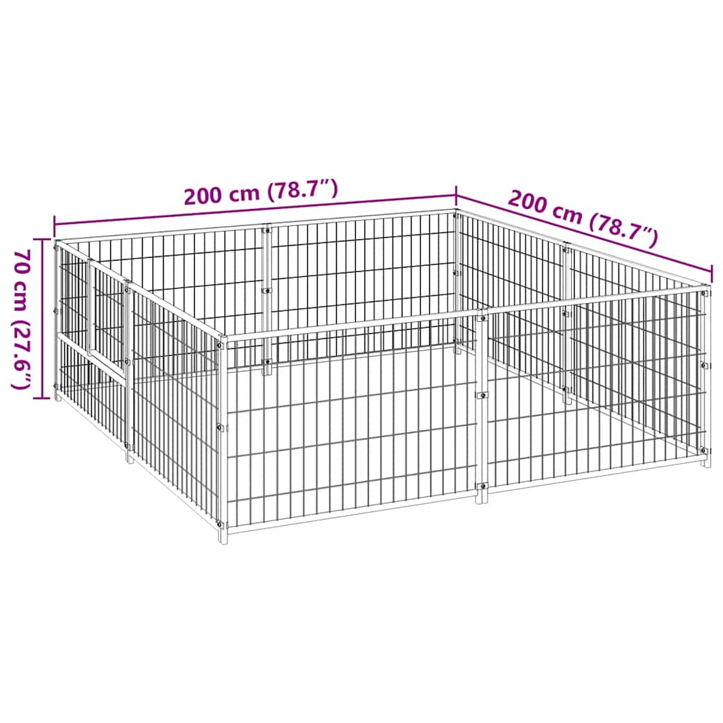 Gabbia per Cani Nera 4 m² in Acciaio | homemem39