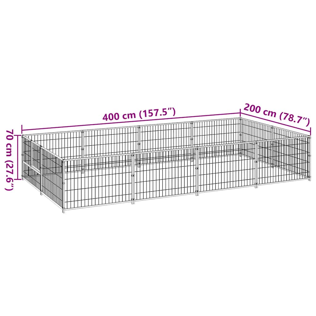 Gabbia per Cani Nera 8 m² in Acciaio | homemem39