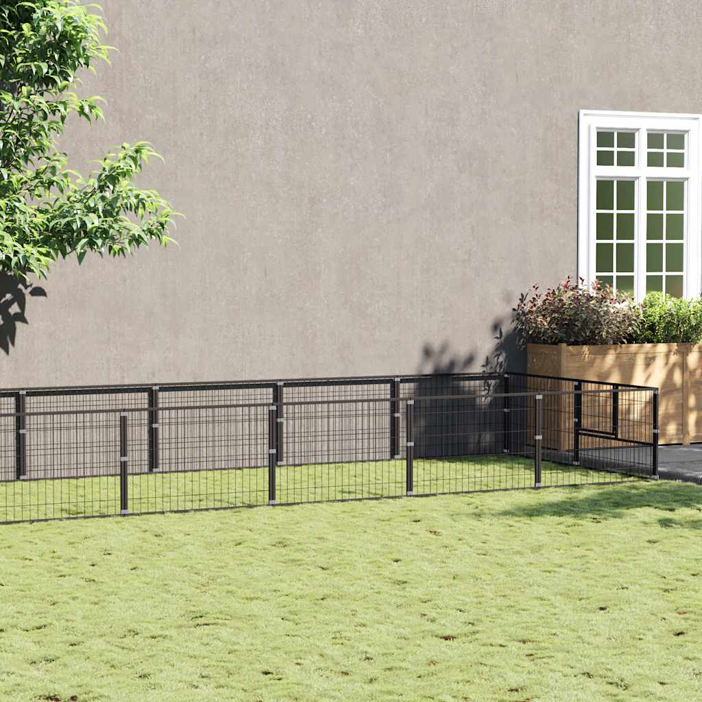 Gabbia per Cani Nera 10 m² in Acciaio | homemem39