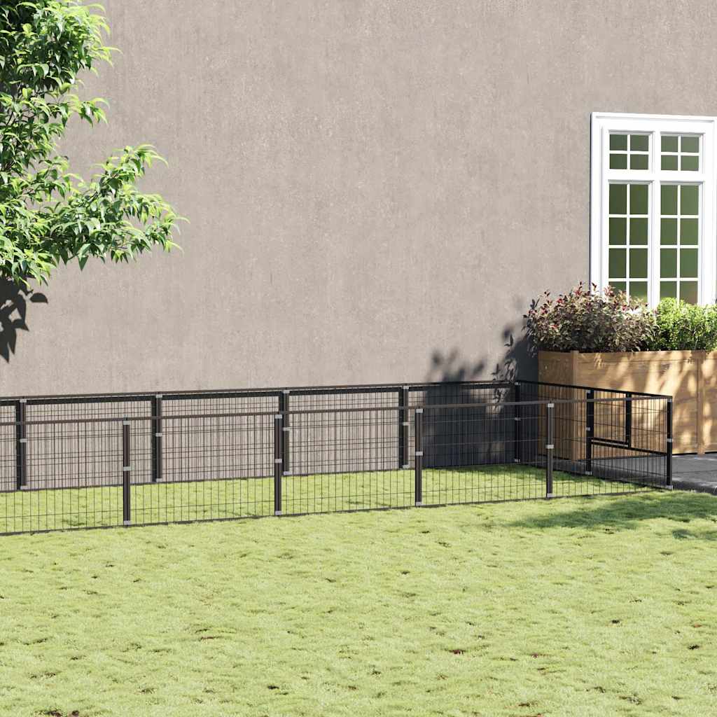 Gabbia per Cani Nera 12 m² in Acciaio | homemem39
