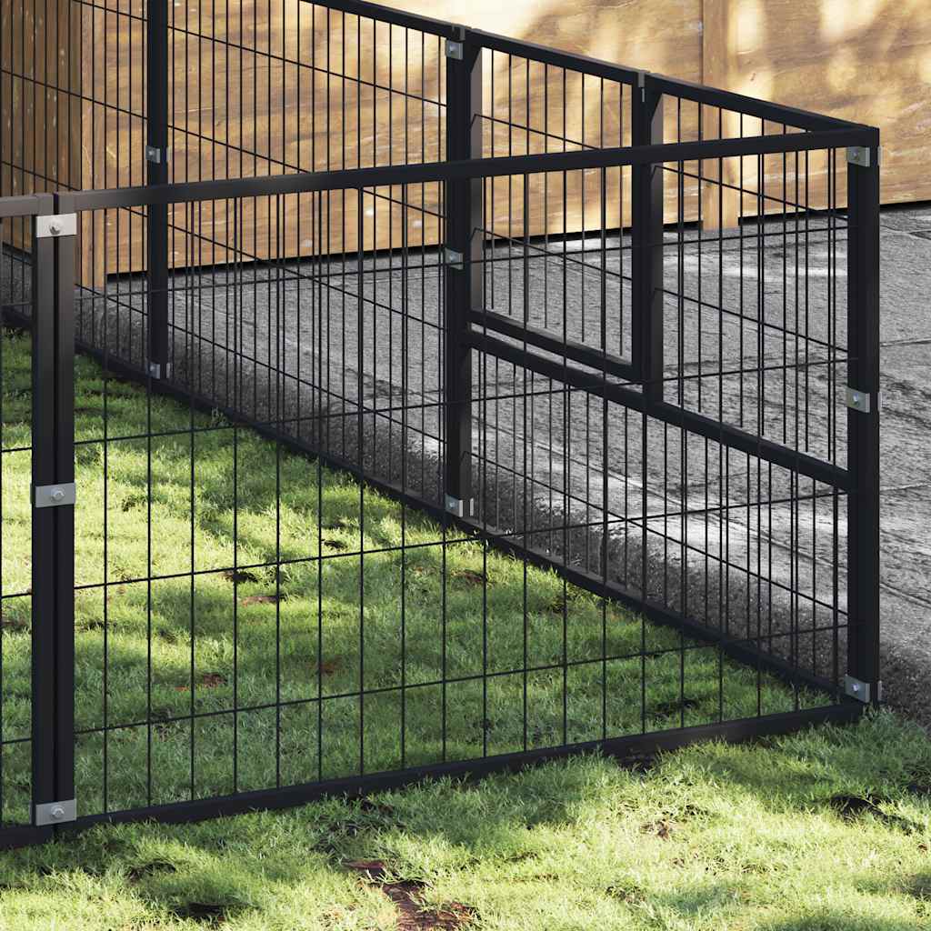 Gabbia per Cani Nera 9 m² in Acciaio | homemem39